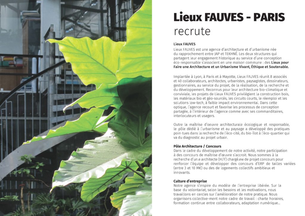 LIEUX FAUVES - JAP recrute